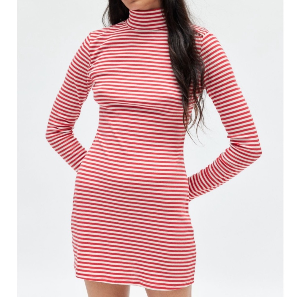 BDG Mock Neck Long Sleeve Mini Dress